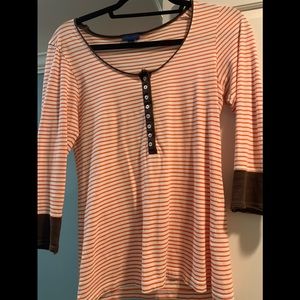 Lilla p boatneck top size small brown trim